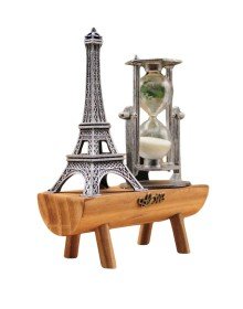 Eyfel Kulesi Tasarımlı Kum Saati Kristalleştirilmiş Kum Saati Dekoratif Ahşap Görünümlü