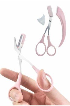 2'li Kaş Bakım Seti Taraklı Kaş Makası Ve Kaş Usturası Kaş Şekillendirici