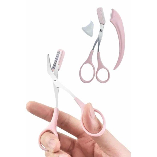 2'li Kaş Bakım Seti Taraklı Kaş Makası Ve Kaş Usturası Kaş Şekillendirici 2'li Kaş Bakım Seti Taraklı Kaş Makası Ve Kaş Usturası Kaş Şekillendirici