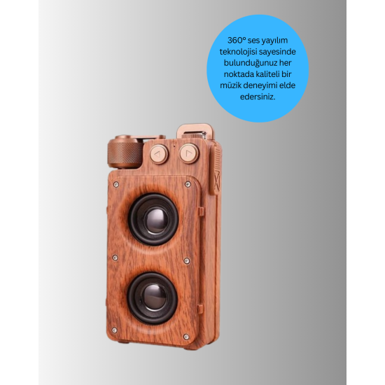 Ahşap Tarzı Kablosuz Hoparlör 5W Güçlü Bass TF USB AUX