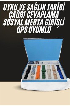 7 Kordonlu Unisex Akıllı Saat Çoklu Kordon Seçeneği Amoled Ekran