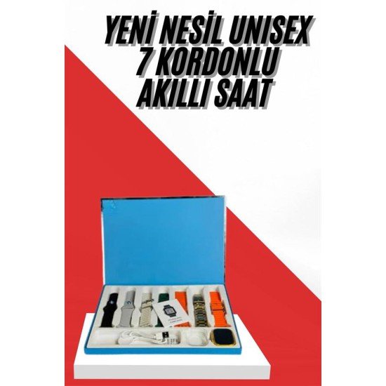 7 Kordonlu Unisex Akıllı Saat Çoklu Kordon Seçeneği Amoled Ekran 7 Kordonlu Unisex Akıllı Saat Çoklu Kordon Seçeneği Amoled Ekran
