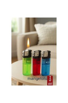 3’lü Manyetolu Çakmak Seti – Renkli Şeffaf Gövde | Güvenli ve Uzun Ömürlü Kullanım