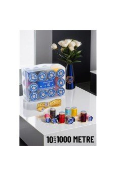 10 Renk 1000 Mt Kutulu Mezuralı Dikiş İpliği Seti