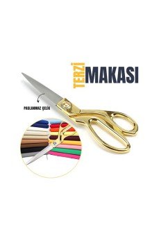Terzi Makası – Paslanmaz Çelik Bıçaklı, Altın Renkli Profesyonel Kumaş Kesme Makası Terzi Makası – Paslanmaz Çelik Bıçaklı, Altın Renkli Profesyonel Kumaş Kesme Makası