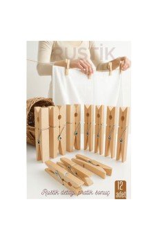 12’li Ahşap Mandal Seti – Doğal Görünümlü, Çok Amaçlı, Dayanıklı Yaylı Tasarım