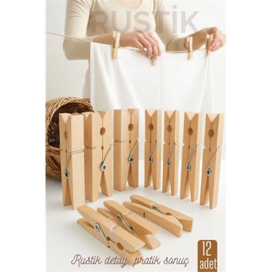 12’li Ahşap Mandal Seti – Doğal Görünümlü, Çok Amaçlı, Dayanıklı Yaylı Tasarım 12’li Ahşap Mandal Seti – Doğal Görünümlü, Çok Amaçlı, Dayanıklı Yaylı Tasarım