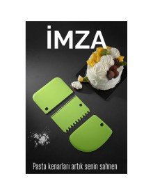 3’lü Dekoratif Şekillendirme Aparatı Hamur Pasta Kesici Kazıma  (Düz, Dişli, Kavisli)