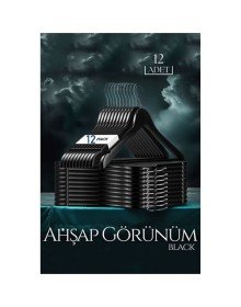 Siyah Ahşap Görünüm 12 li Askı Seti Schönbuch Design