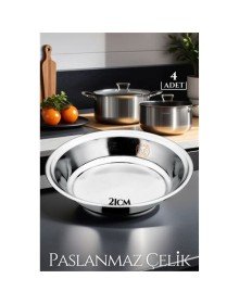 21 cm 4 LÜ Tabak Seti Paslanmaz Çelik B.Caprio Design