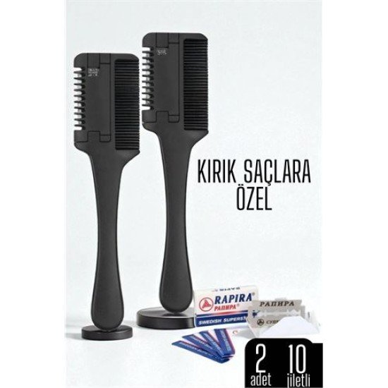 Saç İnceltme ve Şekillendirme Tarağı Çift Fonksiyonlu Saç Kırığı İçin Saç İncelten Jiletli Tarak