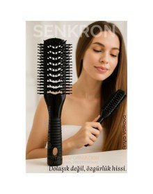 40 Ayak Nano Dolaşık Saç Açıcı 2 yüzeyli Tarak, Karbon Plastik Gövde, Havalandırmalı Tasarım