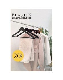 Ahşap Görünüm Plastik Askı 20 ADET SİYAH