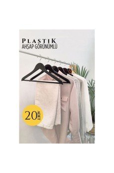 Ahşap Görünüm Plastik Askı 20 ADET SİYAH