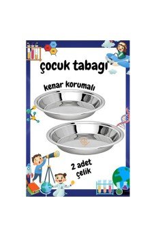 Çocuk Tabağı Güvenli Kenarlı Çelik 2 Adet 21 cm