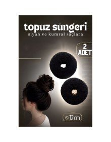 Siyah Saç Topuz Süngeri 2 ADET 12 CM Çap 5 cm Kalınlık