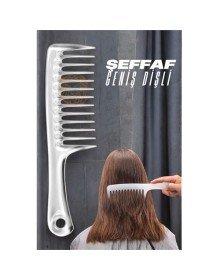 Geniş Dişli Kristal Şeffaf Masaj Etkili Saç Açma Tarağı