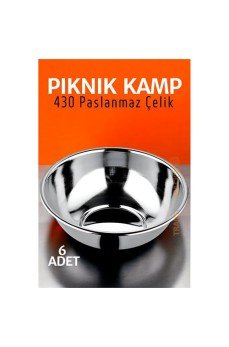 Paslanmaz Çelik Yemek Tası Çorba Kasesi Kamp Piknik Tabağı 6 ADET