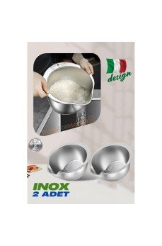 Inox Süzgeç Pirinç Makarna Salata Süzgeci 304 Paslanmaz Çelik 2 ADET