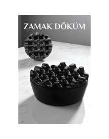 Kapaklı Zamak Döküm Yuvarlak Küllük Metal Kül Tablası - Kafe Küllüğü SİYAH