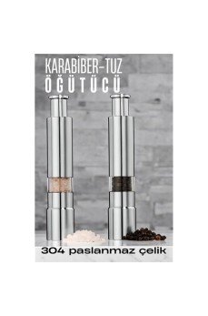 2'li Karabiber Tuz Öğütücü Profesyonel 304 Paslanmaz Çelik Manuel Baharat Değirmeni 2'li Karabiber Tuz Öğütücü Profesyonel 304 Paslanmaz Çelik Manuel Baharat Değirmeni