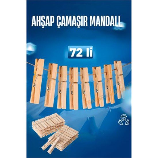 Ahşap Çamaşır Mandalı 72 ADET Ahşap Çamaşır Mandalı 72 ADET