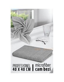 Çift Yüzeyli Profesyonel Microfiber Cam Bezi - Yüksek Kalite Temizlik Bezi  40 x 40 cm