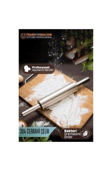 Çelik Merdane - Profesyonel Hamur Açma Merdanesi - 304 Paslanmaz Çelik Mutfak Merdanesi