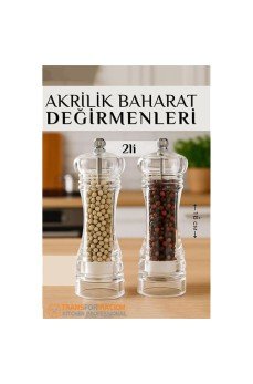 Baharat Öğütücü - Baharat Karabiber Tuz Değirmeni Ahşap Akrilik Kristal 2 li SET Baharat Öğütücü - Baharat Karabiber Tuz Değirmeni Ahşap Akrilik Kristal 2 li SET