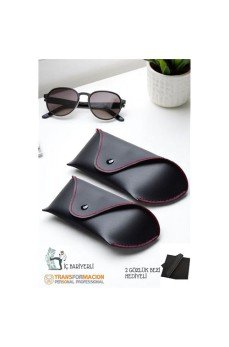Korumalı Deri Gözlük Kabı Korumalı Gözlük Koruma Kılıfı 2 li SET