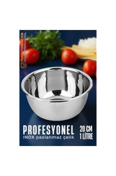 Inox Kase  - 20 Cm 1 Litre Karıştırma Kabı Profesyonel 304 Paslanmaz Çelik