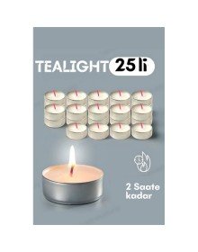 Tealight Mum 25 Adet - Kokusuz Dekoratif Mum