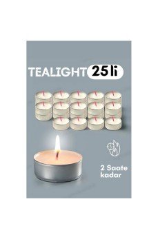 Tealight Mum 25 Adet - Kokusuz Dekoratif Mum