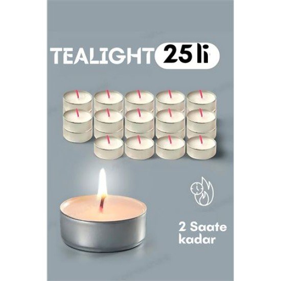 Tealight Mum 25 Adet - Kokusuz Dekoratif Mum Tealight Mum 25 Adet - Kokusuz Dekoratif Mum