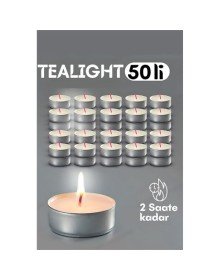 Tealight Mum 50 Adet - Kokusuz Dekoratif Mum