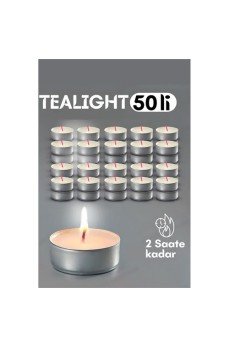 Tealight Mum 50 Adet - Kokusuz Dekoratif Mum
