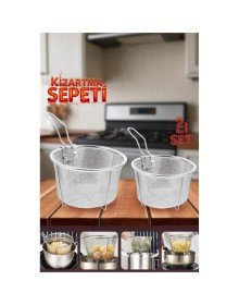 2 Boy Kızartma Süzgeci Patates Kızartma Filtresi 304 Paslanmaz Çelik