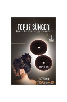 KAHVE Mini Saç Topuz Süngeri  2 ADET 7.5 CM Çap 3 cm Kalınlık