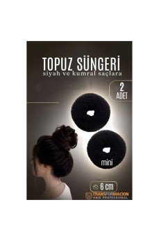 SİYAH Mini Saç Topuz Süngeri  2 ADET 6 CM Çap 2.5 cm Kalınlık