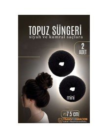 SİYAH Mini Saç Topuz Süngeri  2 ADET 7.5 CM Çap 3 cm Kalınlık