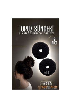 SİYAH Mini Saç Topuz Süngeri  2 ADET 7.5 CM Çap 3 cm Kalınlık
