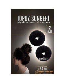 SİYAH Mini Saç Topuz Süngeri  2 ADET 8.5 CM Çap 3.5 cm Kalınlık