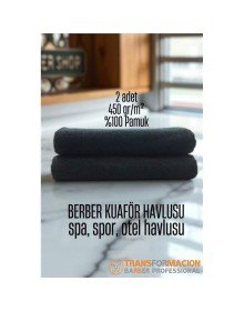 Kuaför Berber Havlusu 2 ADET Pamuk Berber Havlusu 50x90 Siyah