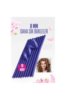 Sosis Latex Bigudi - Isısız Saç Bigudisi - 10 Adet 8 mm