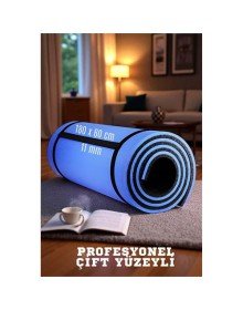 Pilates Matı- Spor Matı - Yoga Matı 11 mm Çift Taraflı Mavi