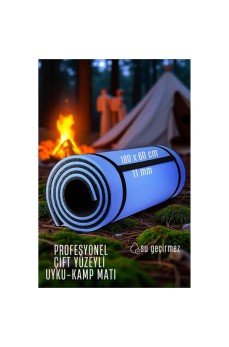 Uyku Matı - Kamp Matı - Piknik Çadır Matı 11 mm Çift Taraflı Mavi