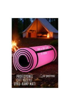 Uyku Matı - Kamp Matı - Piknik Çadır Matı 11 mm Çift Taraflı Pembe