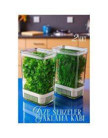 Yeşillik Saklama Kabı - Taze Yeşillik İçin - Soğan Maydanoz vb Yeşillik Saklama 2 Lİ set