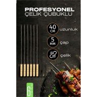 Çelik Şiş Çubuğu - Mangal Şişi Ahşap Saplı Kebap Şişi  6 Adet