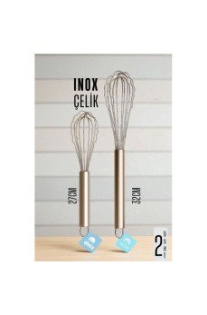 Inox Çelik Çırpıcı + Uzun Kısa 2 li Çırpıcı Seti